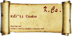 Kóti Csaba névjegykártya
